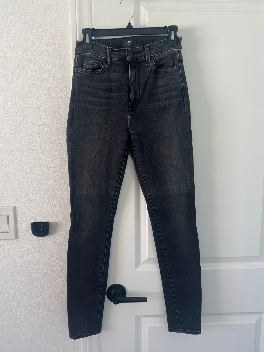7 For All Man Kind The High Waist Skinny Black Jeans